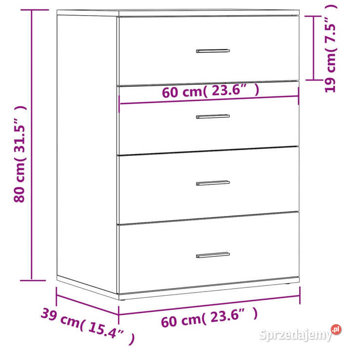 Szafka przydymiony dąb 60x39x80 materiał Warszawa