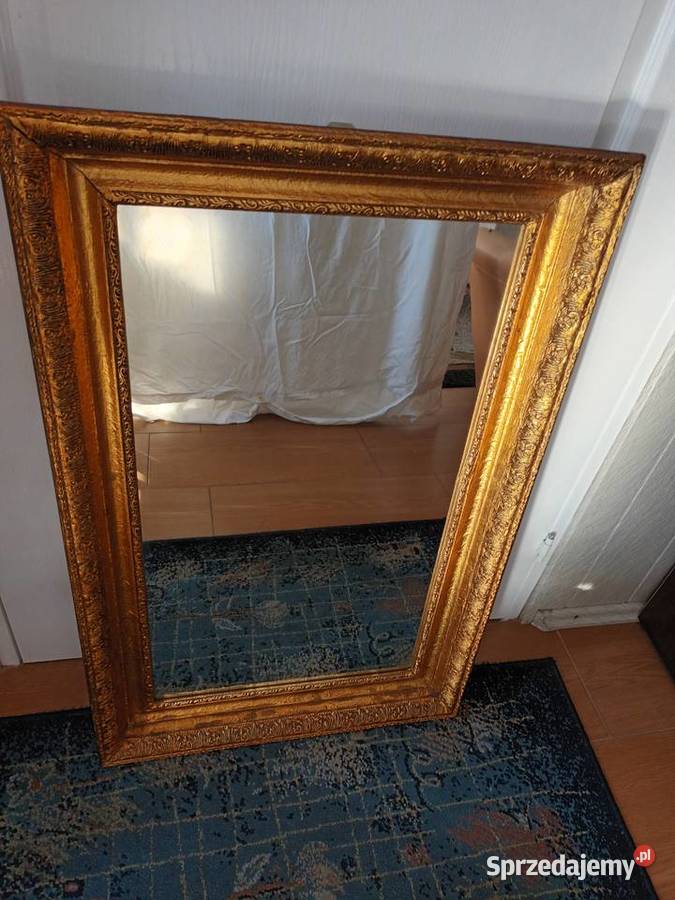 Piękne duże lustro w złotej ramie łódzkie Aleksandrów Łódzki