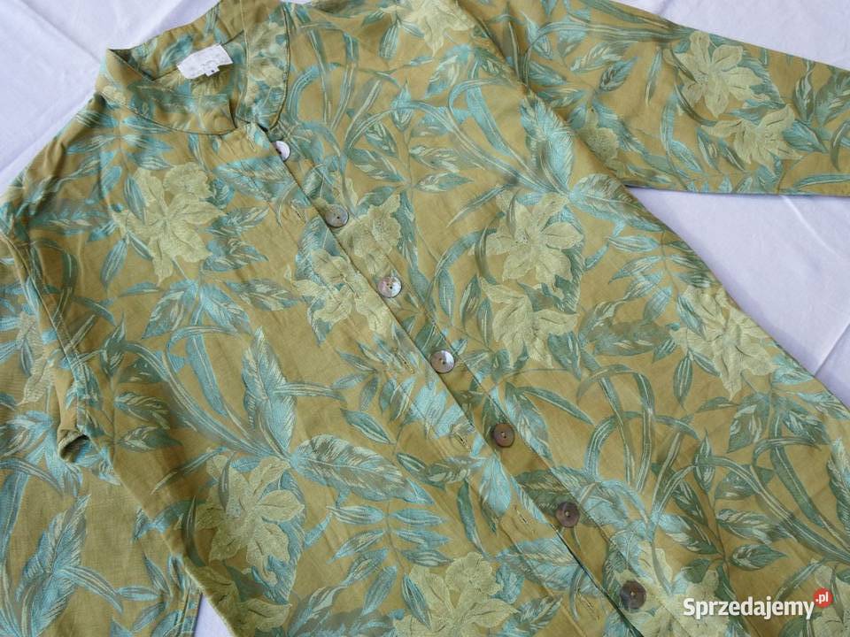 Żakardowa Sukienka Zapinana Liście Kwiaty 36 Rozmiar 36(S) Nowy Sącz