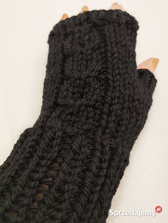 Czarne mitenki 100 wełna warmińsko-mazurskie