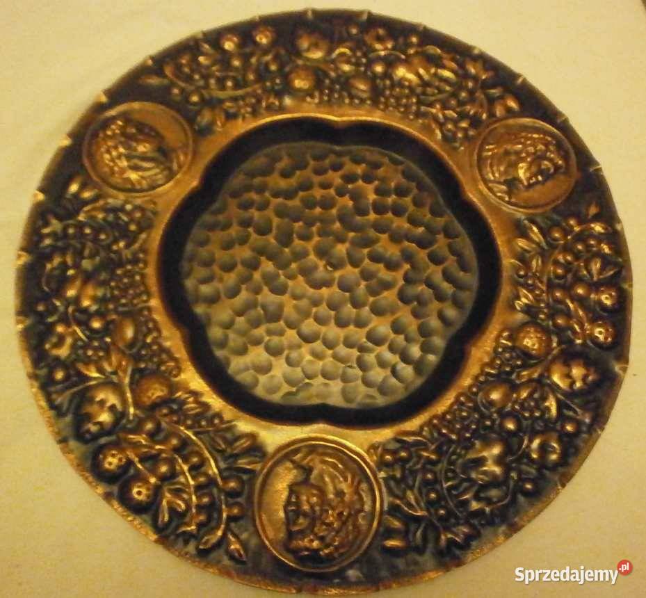 Stary Metalowy Ozdoby TalerzTaca metaloplastyka Kraków sprzedam