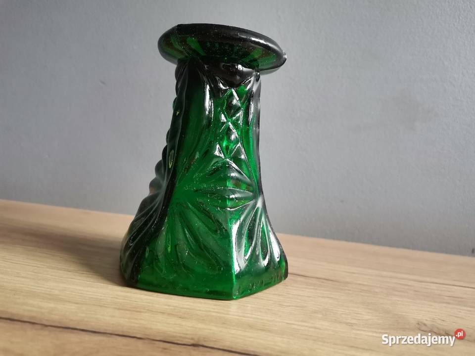 Stary zielony wazon na konwalie huta Ząbkowice śląskie Katowice sprzedam
