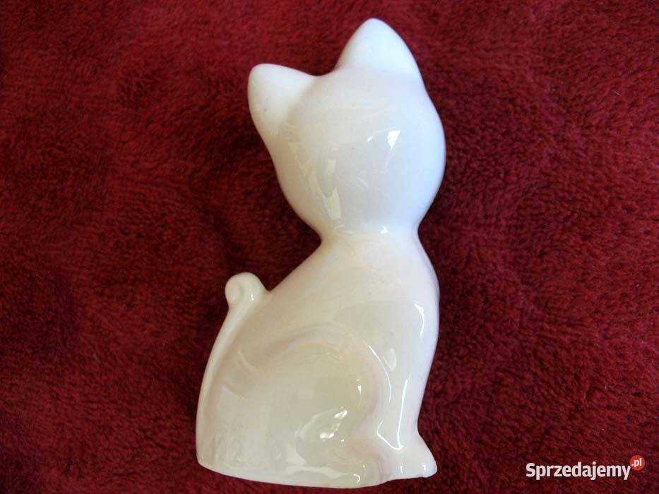 Kot koteczka ręcznie malowana porcelana 8x4 x4 mazowieckie Siedlce