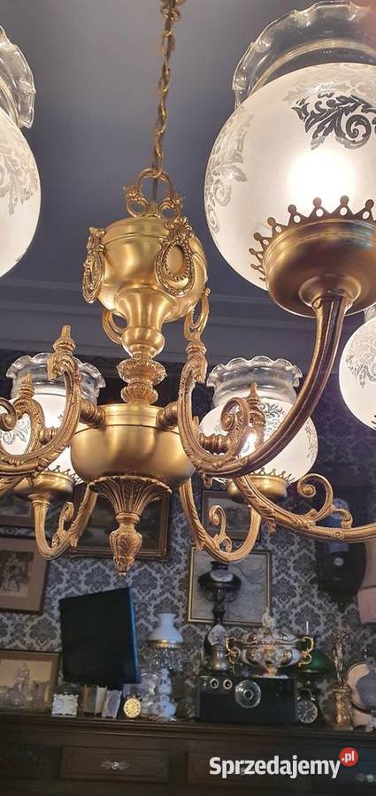 Duży Mosiężny Żyrandol Pałacowy Lampa wisząca do Kalisz