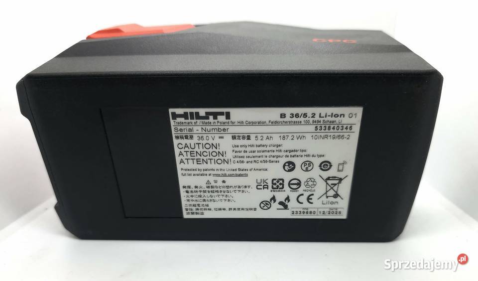 AKUMULATOR BATERIA HILTI B36 52 Lion 36V Elbląg