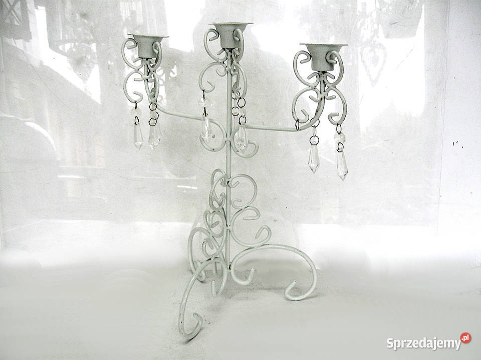 Świecznik biały na 3 świece Szczecinek