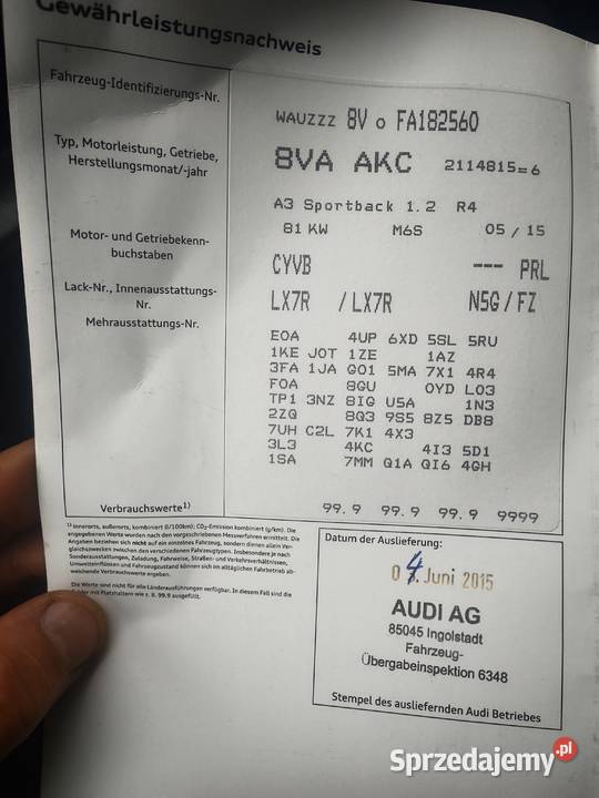 Sprzedam orginalne drzwi Audi A3