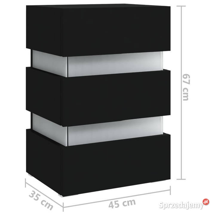Szafka nocna z LED czarna 45x35x67 materiał mazowieckie Warszawa