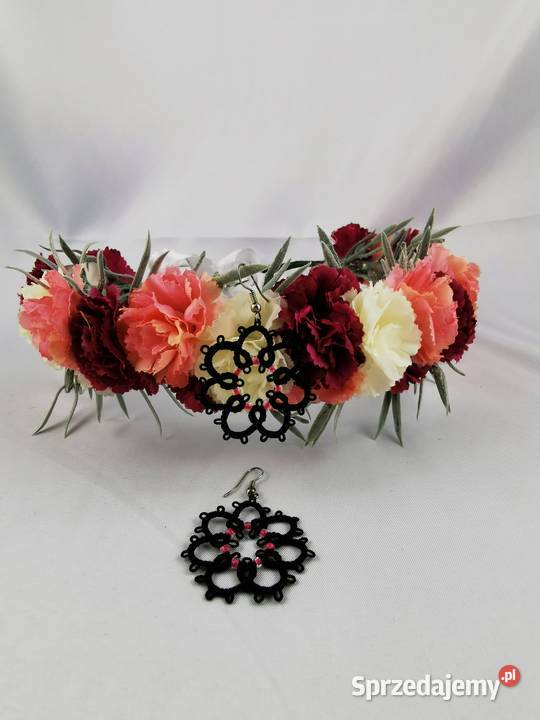 Kolczyki frywolitkowe małopolskie Wiśniowa sprzedam