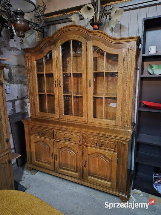 Witryna kredens dębowy komoda z witryną 46cm Sypniewo