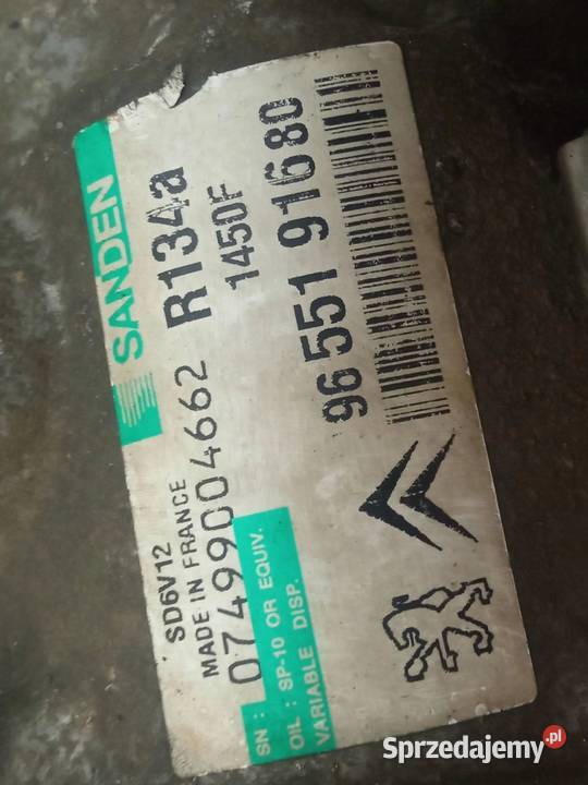 SPRĘŻARKA KLIMATYZACJI 9655191680 14 8V Citroen Kompresory klimatyzacji