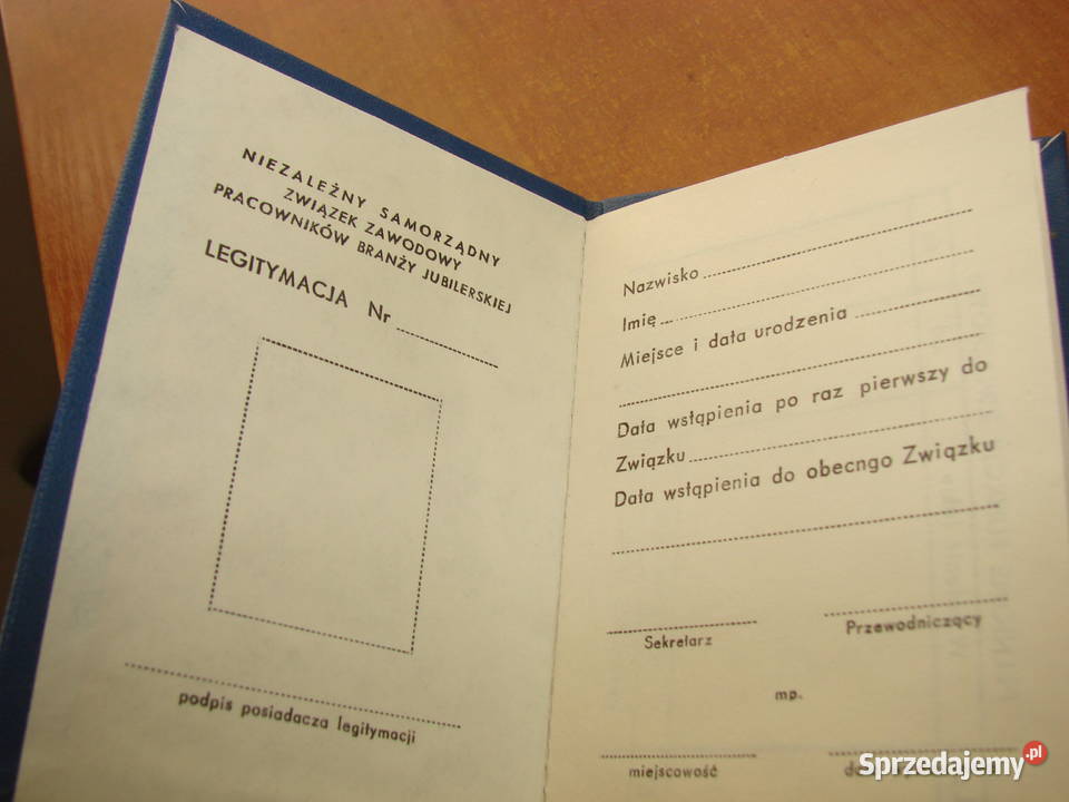 ZwZawPrac Branży Jubilerskiej legitymacja Pruszcz Gdański sprzedam