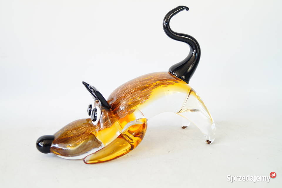 Figura szklana figura Murano style pies piesek Gizałki