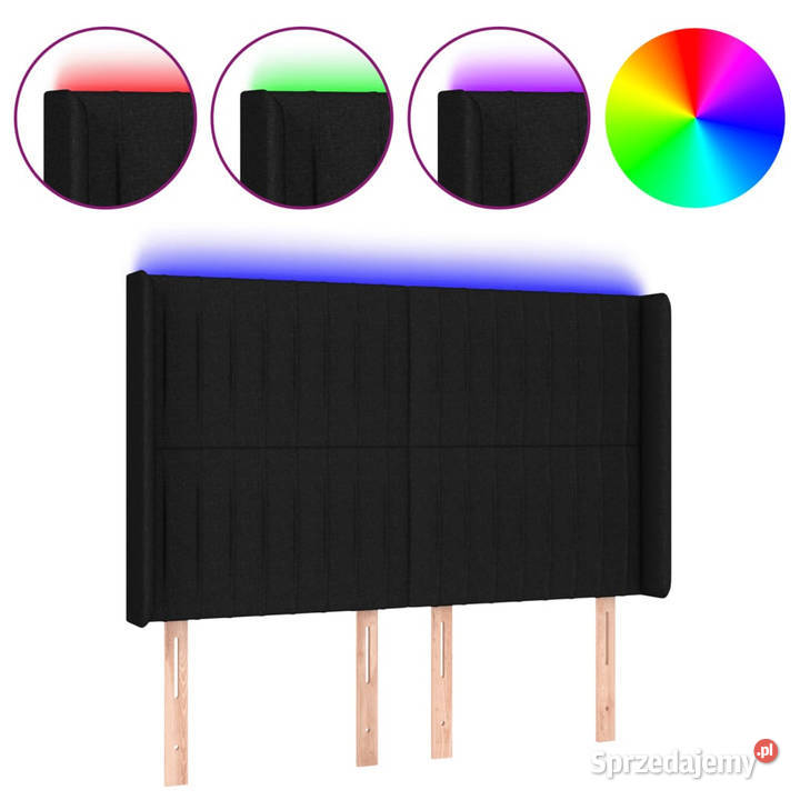 Zagłówek do łóżka z LED czarny 147x16x118128 Warszawa