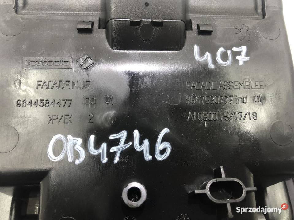 SCHOWEK TUNELU ŚRODKOWEGO PEUGEOT 407 9644584477 osobowe wielkopolskie