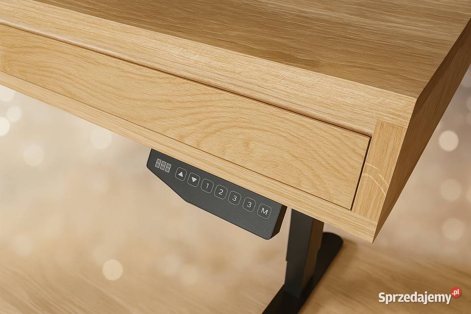 Biurko Elektrycznie Podnoszone Dębowe Z