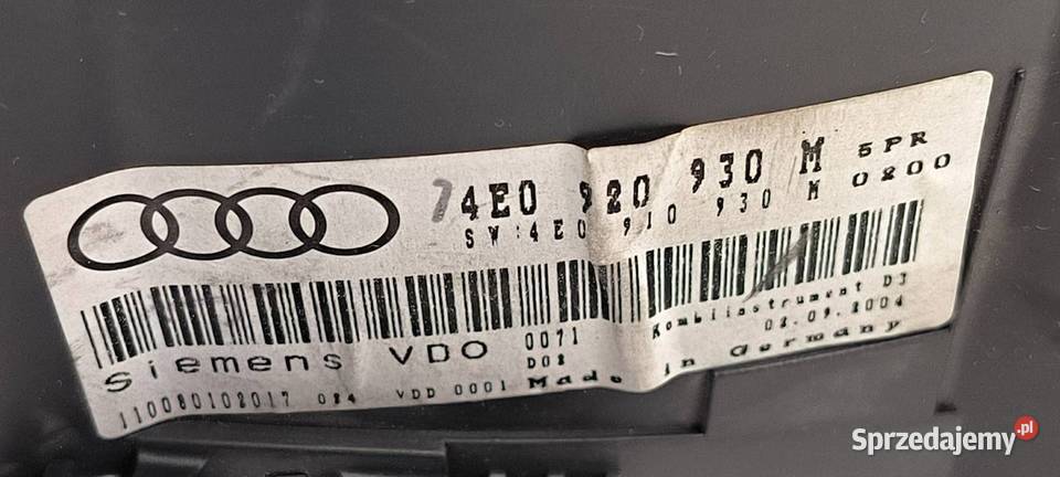 LICZNIK ZEGAR AUDI A8 D3 4E0920930M Lipno sprzedam