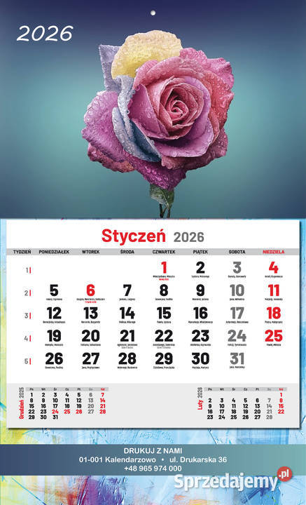 Kalendarz jednodzielny firmowy 2026 indywidualny