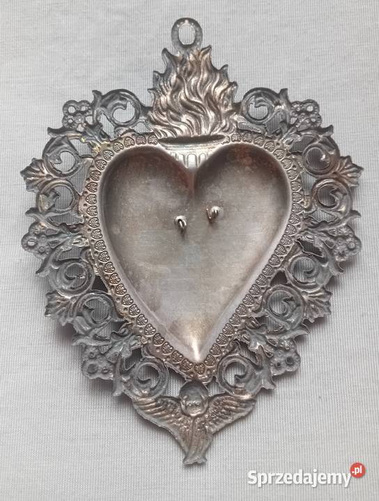 Exvoto serce wotywne platerowane przełom XIX i Koźminek
