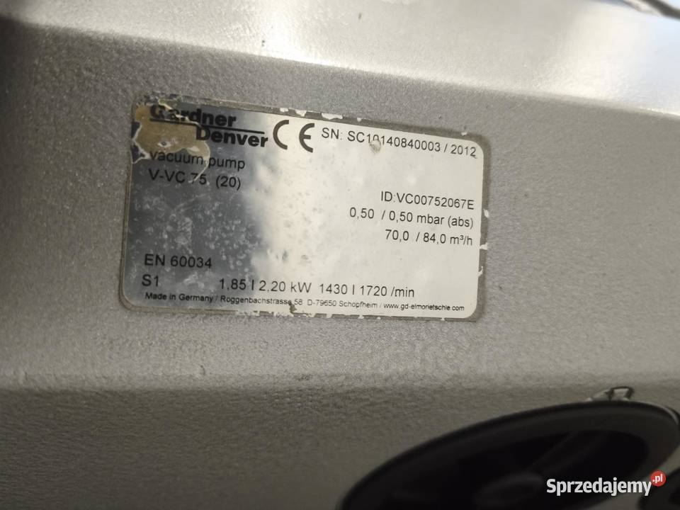 Pompa Próżniowa Gardner Denver VVC 75 2012 2 Wieliczka