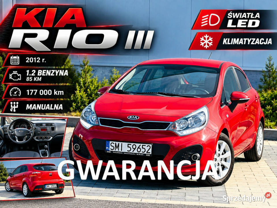 Kia Rio 12 benz LED Gwarancja III 2011 Zarejestrowany w Polsce Mikołów