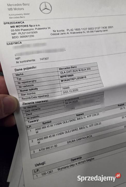 Mercedes GLA idealny salon bezwypadkowy Pęcice Małe sprzedam