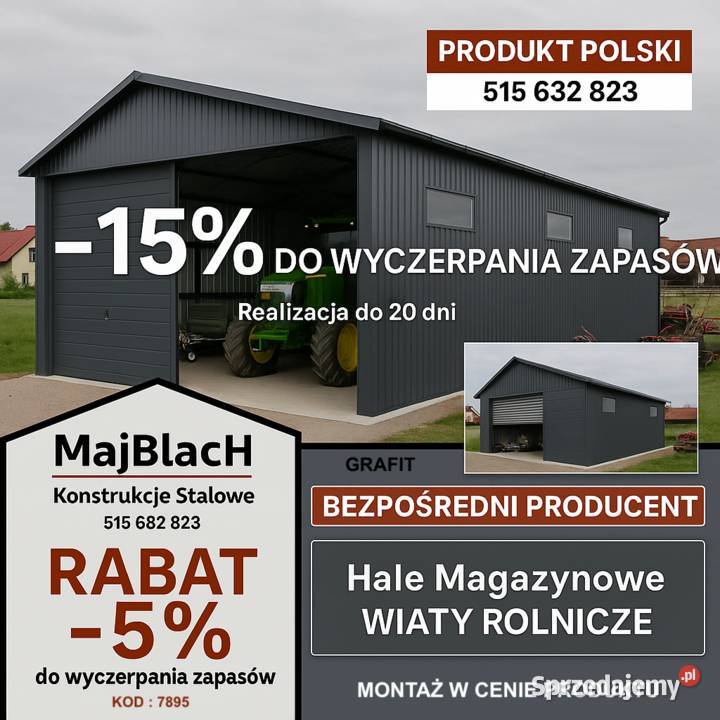 GRAFITOWA HALA WIATA Garaż Blaszany Magazyn Opole