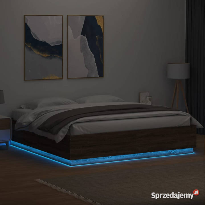 Rama łóżka z LED brązowy dąb 200x200 WM3209589 Warszawa