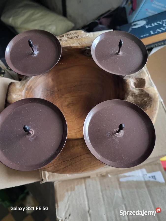 Świecznik drewno stal Zamość