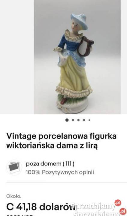 Vintage porcelanowa figurka wiktoriańska dama z Pabianice