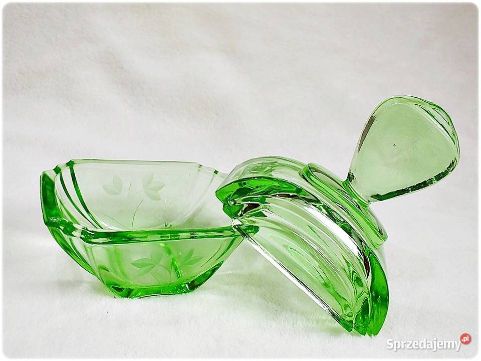 Karafka Perfumetka Szkło Uranowe z lat 30tych Żary