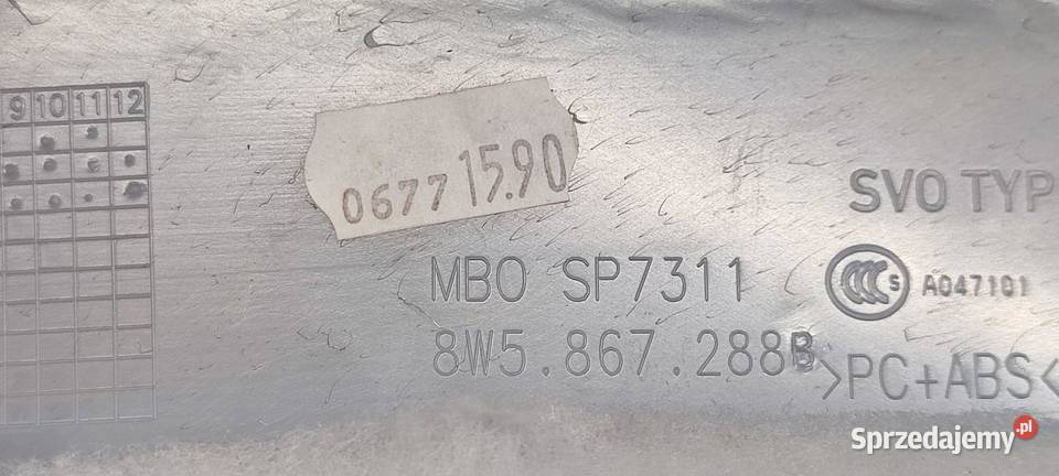 AUDI A4 B9 OSŁONA SŁUPKA PRAWY TYŁ 8W5867288B