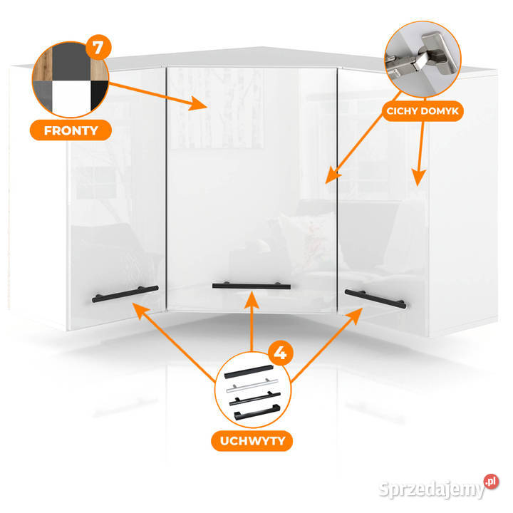 Szafka Kuchenna Wisząca Narożna Modułowa 90x90 90cm Kuchenne warmińsko-mazurskie Elbląg