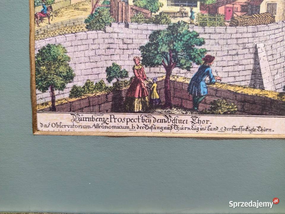 Grafika JA Delsenbach barwny miedzioryt z XVIII Bytom
