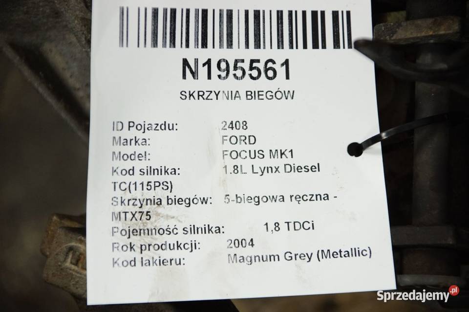 SKRZYNIA BIEGÓW FORD FOCUS MK1 2S4R7002PA Lipno