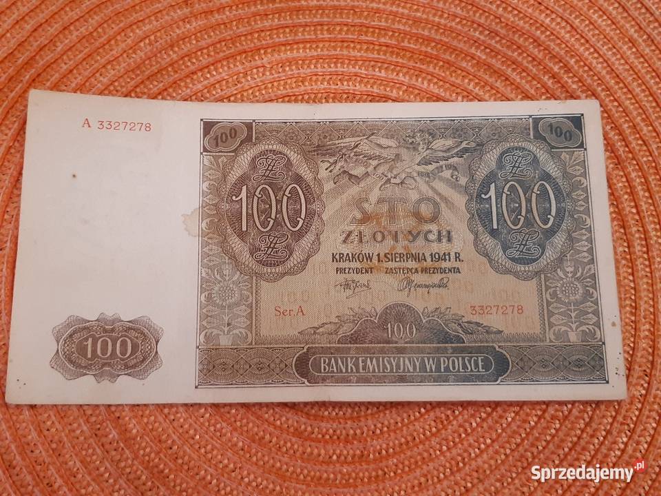banknot polski 100 z 1941r podlaskie sprzedam