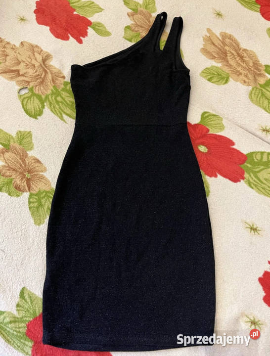 Czarna błyszcząca jednoręczna bez ramiączek na Łódź sprzedam