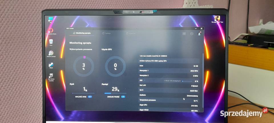 Laptop MSI Raider GE78HX 13VH254NL RTX 4080 i9 MSI Kraków sprzedam