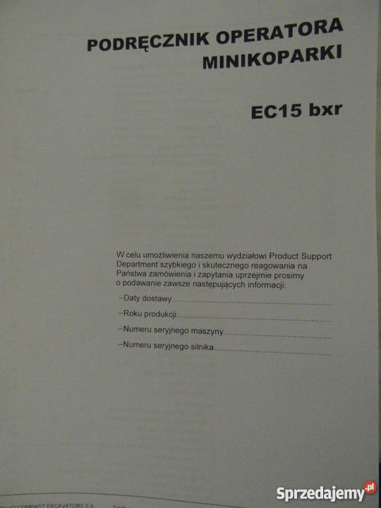 dtr instrukcja obsługi koparka volvo ec15bxr i Szczecin
