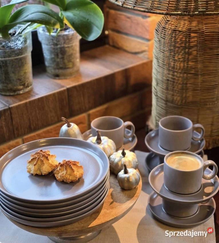 99 Talerze z kubkami 18 elementów szare