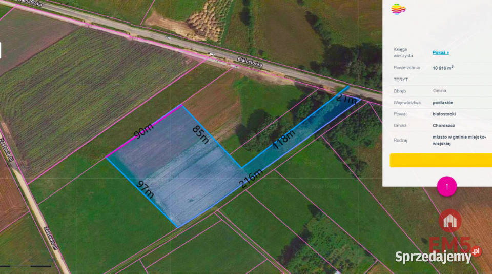 Sprzedam działka Choroszcz Białostocka 10600m2 sprzedam