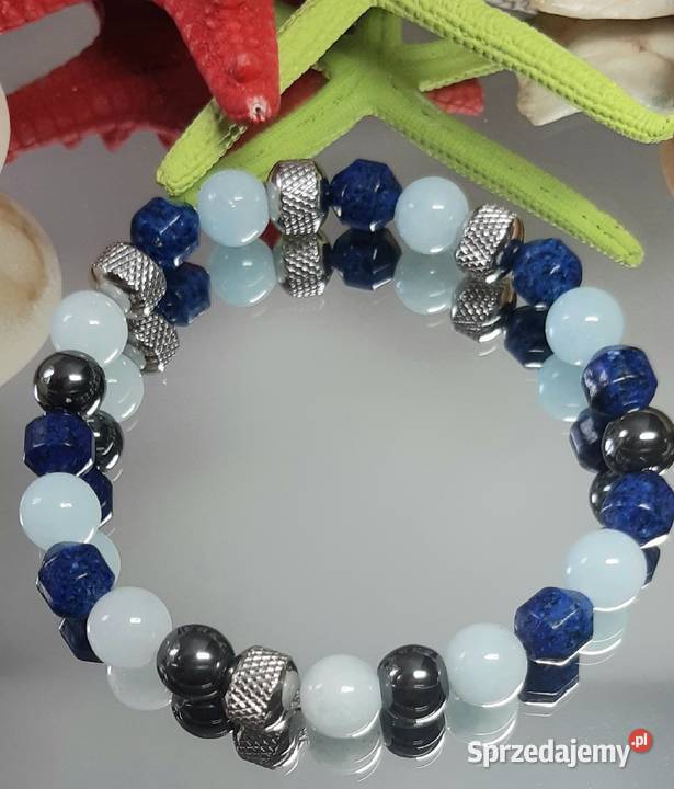 BRANSOLETKA KAMIEŃ LAPIS LAZULI HEMATYT Bransoletki Częstochowa