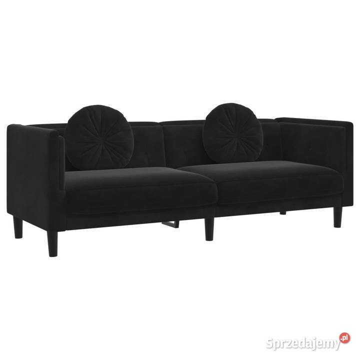 Sofa 3osobowa z poduszkami czarna aksamit Warszawa