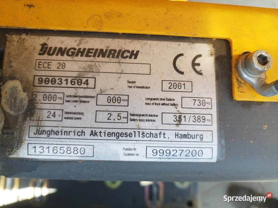 Paleciak elektryczny Jungheinrich ECE 20 2000 sprzedam