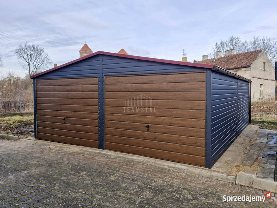 Garaż blaszany 6x6m 2x brama uchylna drzwi Radom