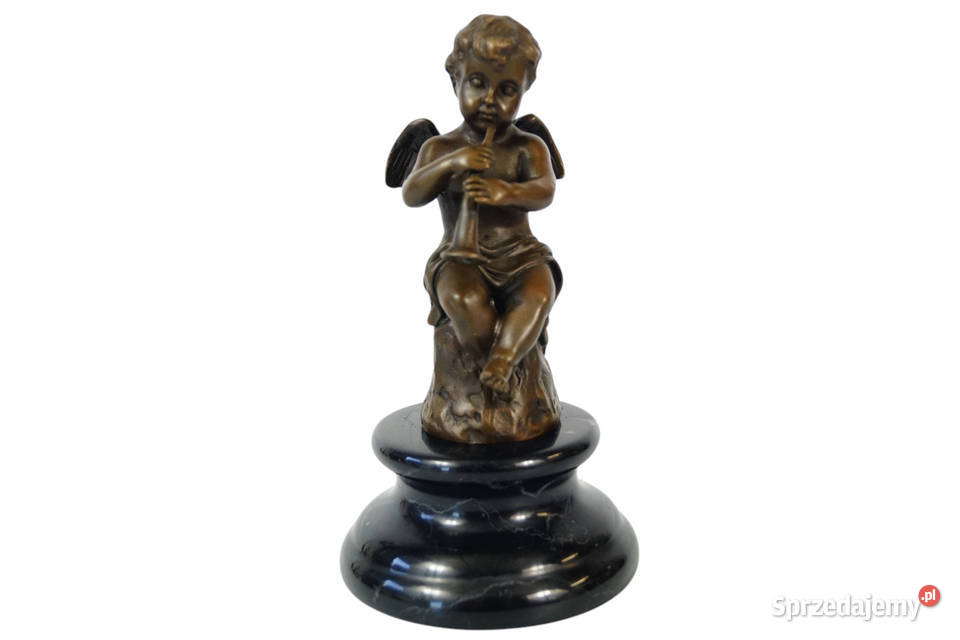 Rzeźba z brązu ANIOŁ putto grający figura z wielkopolskie