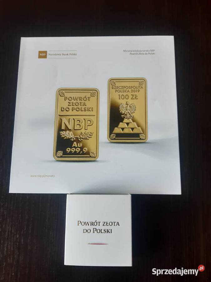 ZŁOTA MONETA 100 FOLDER Powrót złota do Polski Potulice sprzedam