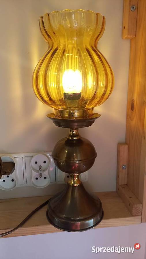 Lampka metalowa Stołowa Gabinetowa Nocna Szklany