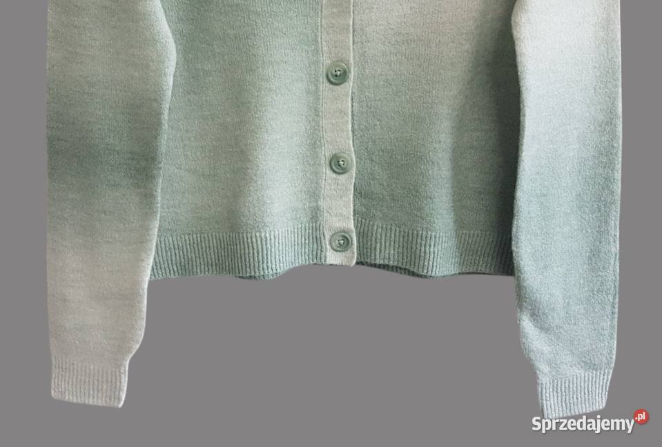 Damski ciepły zielony ombre sweter z długim Rozmiar 36(S)