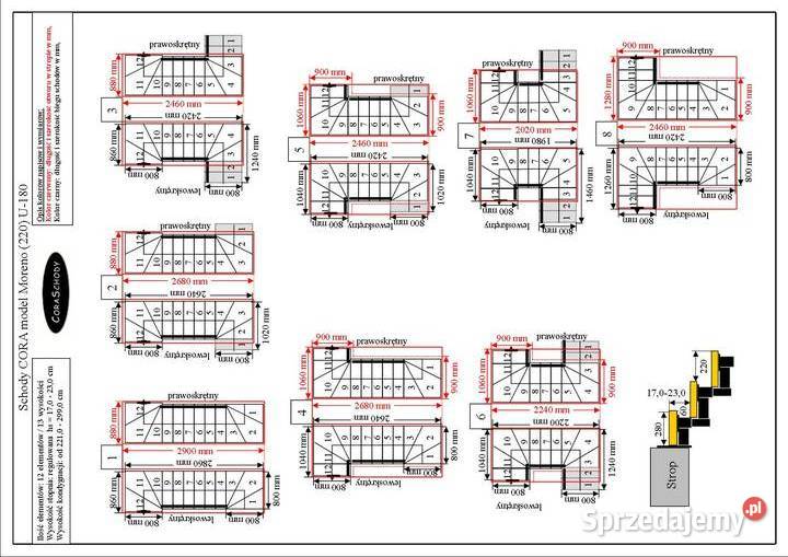 Schody drewniane DUDA model Moreno 220 U180 12 Kościan